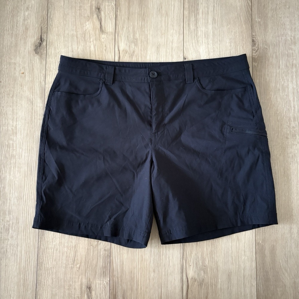 Eddie Bauer Shorts Womens Size 16 Black Chino‎ Zip Cargo Pocket 7" Inseam